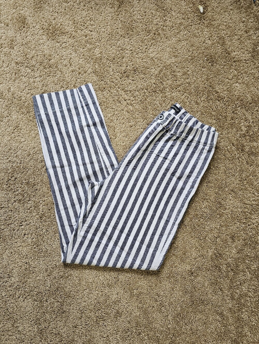 Brandy Melville Navy and White Vertical Stripe Chinos
